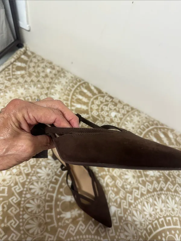 a new day Dark Brown Suede like Pointed Slingback Heels - Image 8