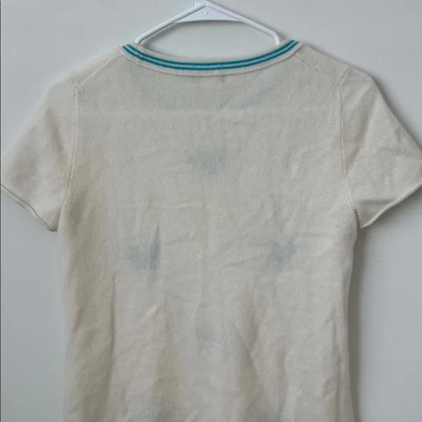 J.Crew 100% Cashmere Embroidered Tennis Top Size: S - Image 7