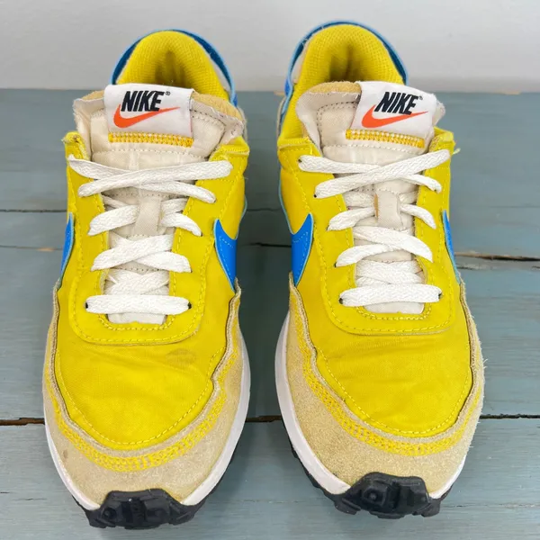 Nike Waffle One Yellow Blue Suede Mesh Sneakers DH9523-700 Womens 6.5 - Image 9