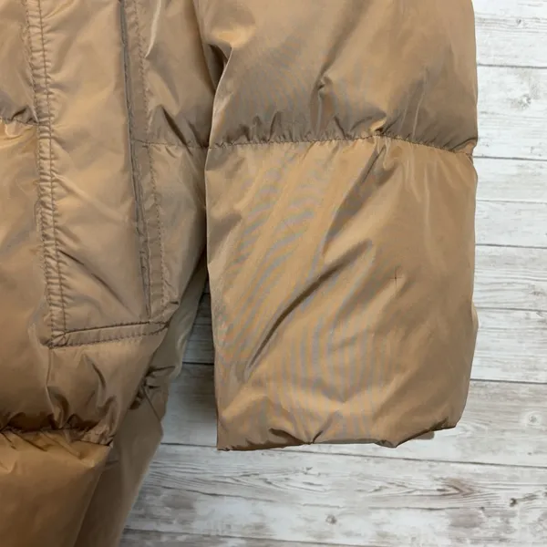 Zara Womens M Jacket Down Puffer Bronze‎ Brown Hooded Oversized Long EUC Pockets - Image 8