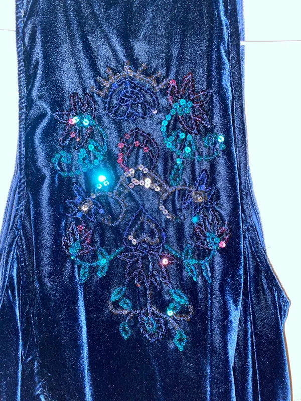 Free People Sapphire Blue Velvet Mini Dress - Image 4