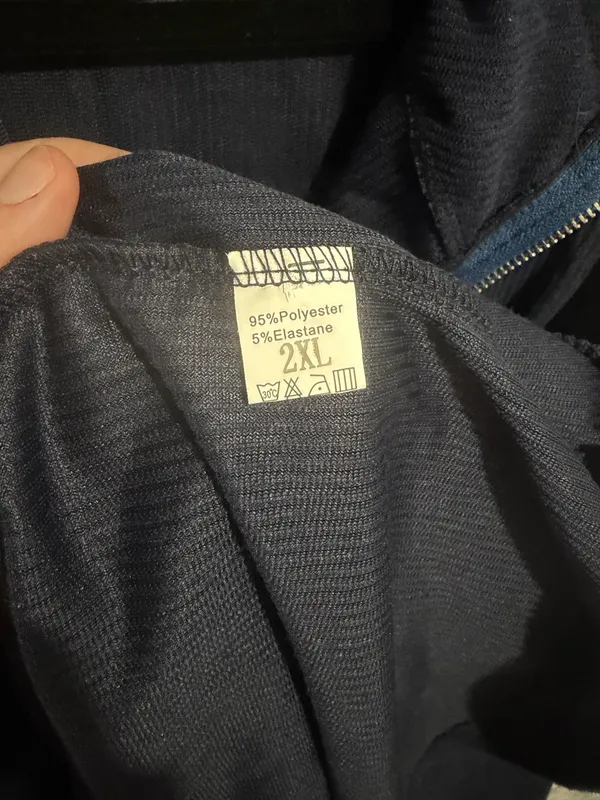 Mens Navy Blue Ribbed Quarter Zip Pullover Sweatshirt Size 2XL - Image 4