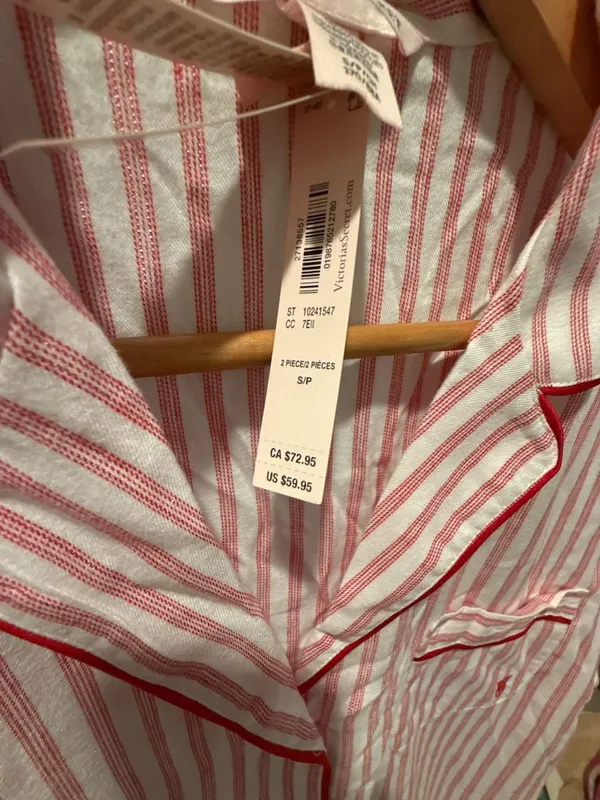 Victoria's Secret Pink White Stripe Short Pajama Set Size S - Image 3