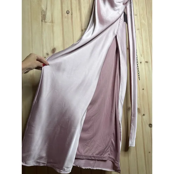 NWT Lulus Signature Elegance Dusty Lavender Satin One-Shoulder Maxi Dress Sz XS - Image 4