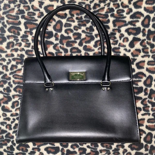 kate spade new york black leather shoulder bag with gold hardware - Image 2