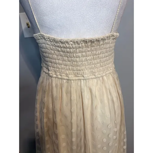 Ryu Cream Whimsical‎ Lace Swiss Dot Tulle Midi Dress Smocked Back NWT Large - Image 6