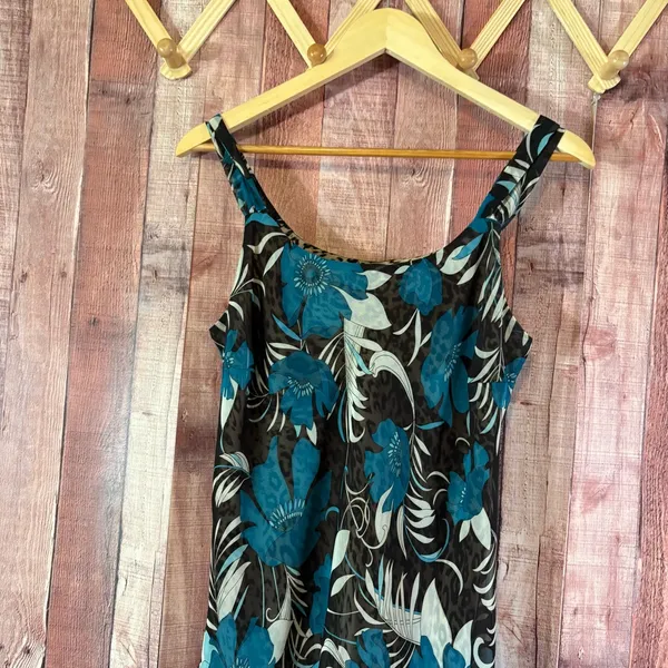 Believe Teal Floral And Animal Print Midi Dress Size‎ 8 - Image 3