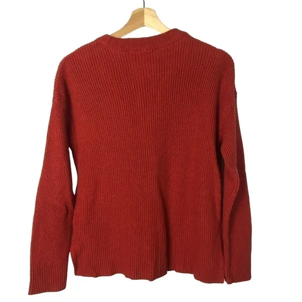 Madewell Patch Pocket‎ Crewneck Rust Orange Pullover Sweater M - Image 3
