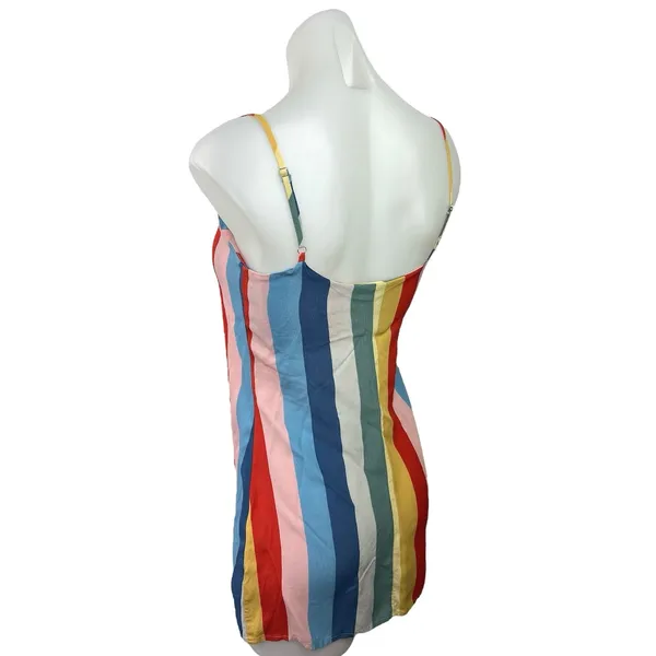 Reformation Lindsay Multicolor Rainbow Striped Sleeveless Camisole Dress Size 0 - Image 7