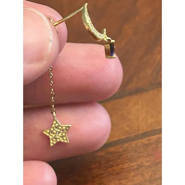 1 earring gold tone 925 sterling silver x87 0.72g 1 inch long - Image 5