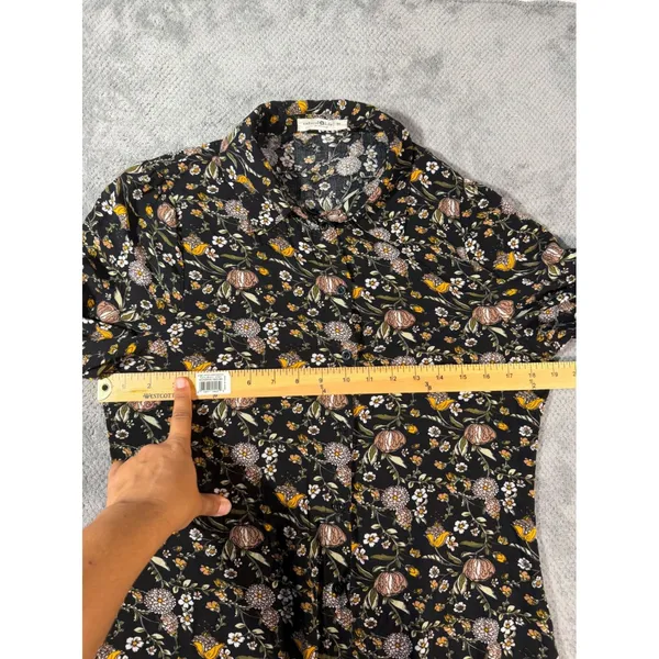 Natural Life Twiggy Mini Boho Floral Button Down Shirt Dress Long Sleeve Medium - Image 2