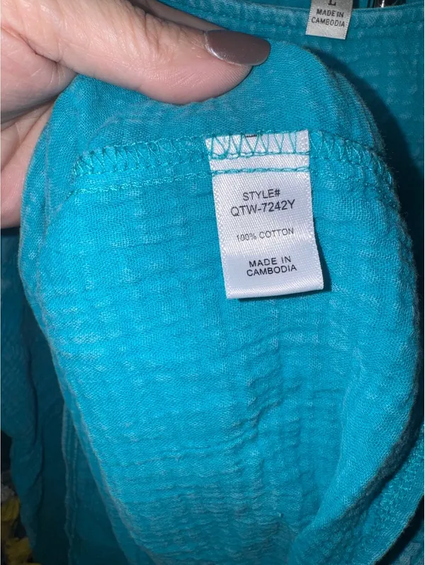 Zenana Gauze Acid Wash Ruffle Sleeve Top in Lt. Teal - Image 4