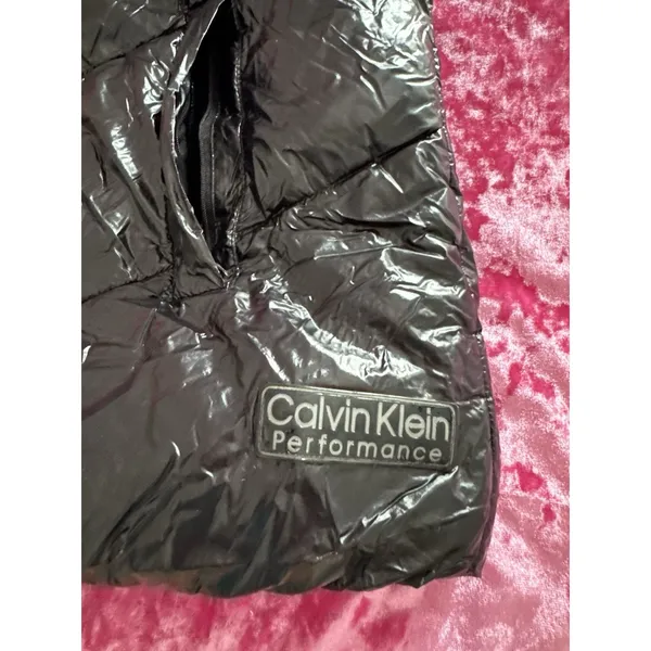 Calvin Klein Performance Puffer Vest Black Silver Chevron Quilted Women's XL - Image 3
