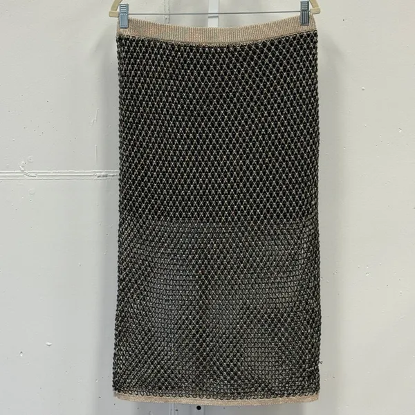 MANGO Open‎ Knit Lurex Semi-Sheer Straight Midi Skirt Large Knit Beach Summer - Image 3