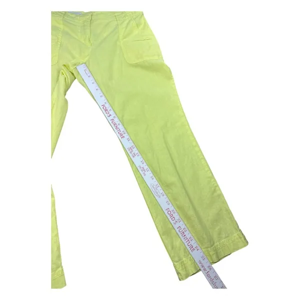 New York & Company Cropped Linen Cotton Pants Bright Yellow-Green Size 10 - Image 6