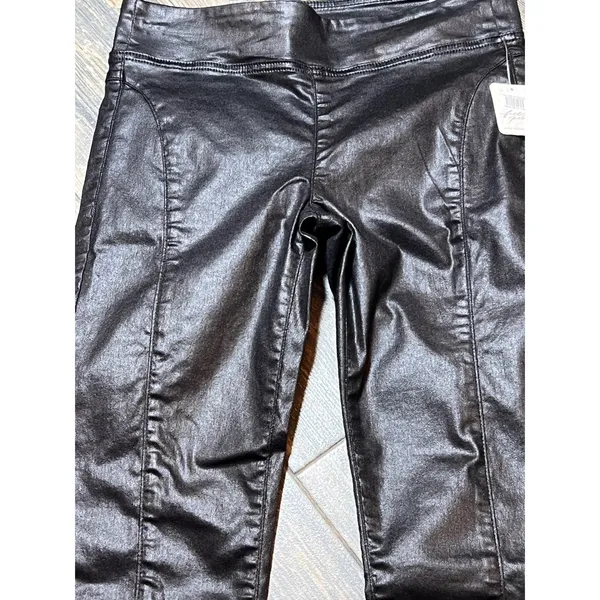 NWT Free People Double Dutch Slit‎ Skinny Pants Faux Leather Coated Black Size S - Image 4