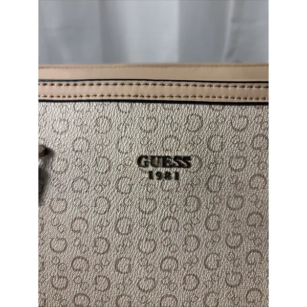 Guess Handbag Purse‎ Satchel Beige Tan 1981 Rope Handle Design Classic - Image 2