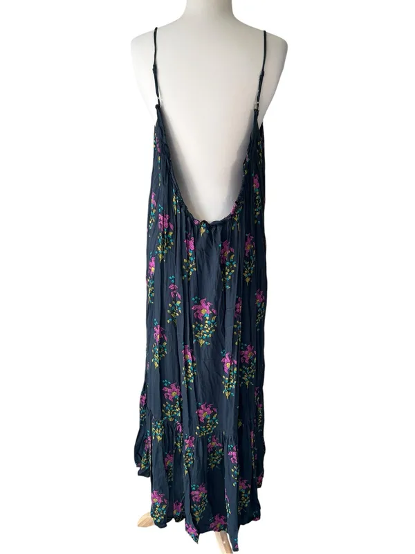 ANTHROPOLOGIE Black Motif Flounced Maxi Lounge Dress - Image 10