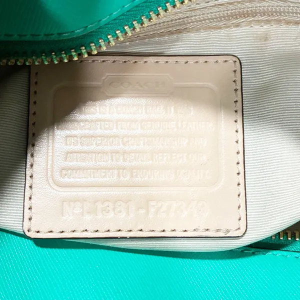 Coach Purse Peyton Saffiano Leather Zip Top Tote Handbag NoA1481-F27349 Green - Image 6