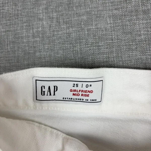 Gap Girlfriend Jeans Womens 25 White Mid Rise Relaxed Ankle Stretch Denim Casual - Image 8