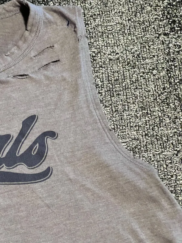 Womens medium Hollister gray "Girls" distressed graphic cropped tank top - Image 5