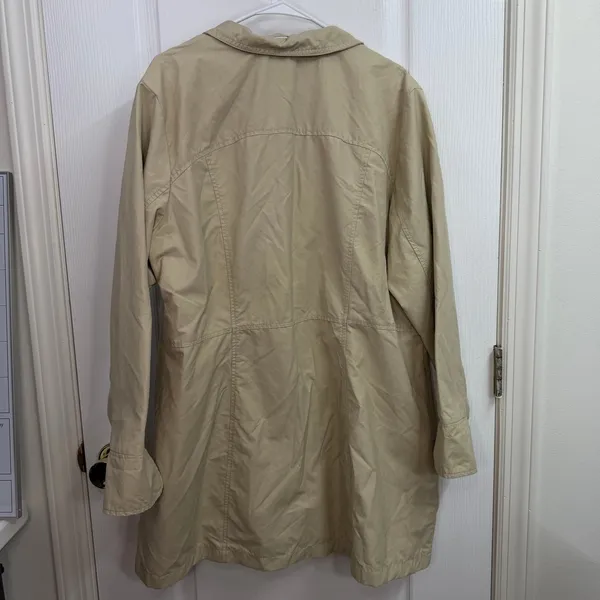 Eddie Bauer tan button down pocket collared lined split sleeve trench coat XXL - Image 6