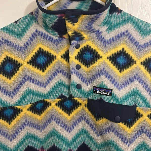 Patagonia Pullover Synchilla Snap T Blue Timber Twist Fleece Pullover Size Small - Image 7
