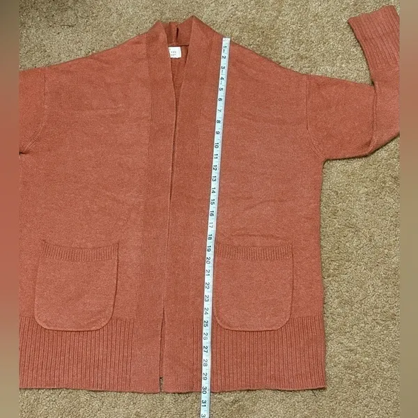 a new day Salmon/Orange Open Front Cardigan Sweater w/ Pockets - Image 9