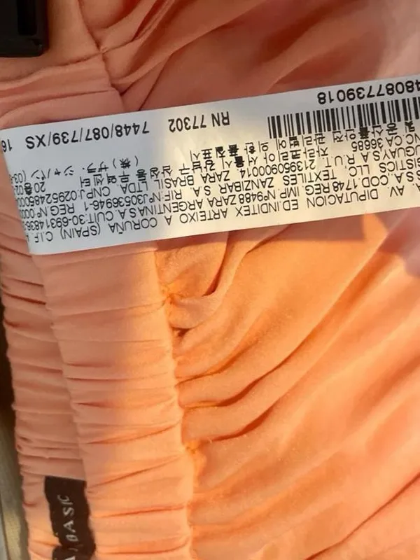 Zara Basic Peach Orange Flowy Wide Leg Silky Palazzo Pants XS - Image 6