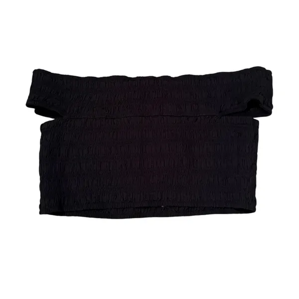 Everlane The Gauze Smock Off‎ the Shoulder Crop Top in Black Sz L NEW - Image 3