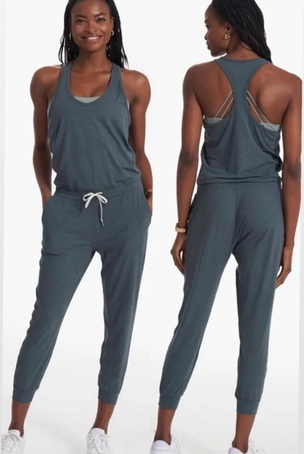 Vuori Halo Racerback Performance Jogger Jumpsuit Blue Gray Size S - Image 2