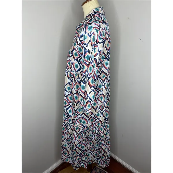 Anthropologie Maeve The Bettina Tiered Midi Maxi Shirt Dress Ikat Boho XS - Image 3