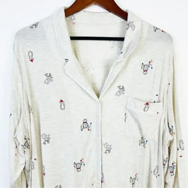 Gap Love Holiday‎ Owls Print Pajama Top Size XXL - Image 4