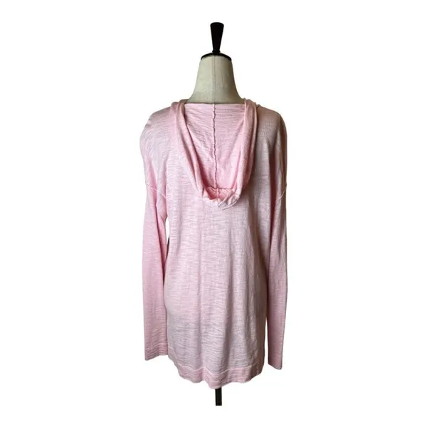 Elliott Lauren‎ Pink Cotton Blend V Neck Lightweight Hooded Sweater Size M - Image 2