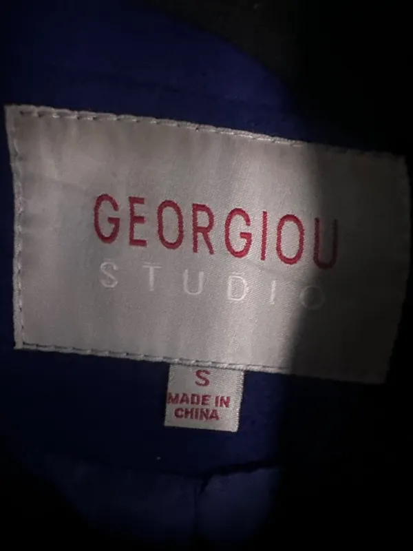 Womens S Georgiou Studio Cobalt Blue Military Jacket Double Breasted Peacoat - Image 4