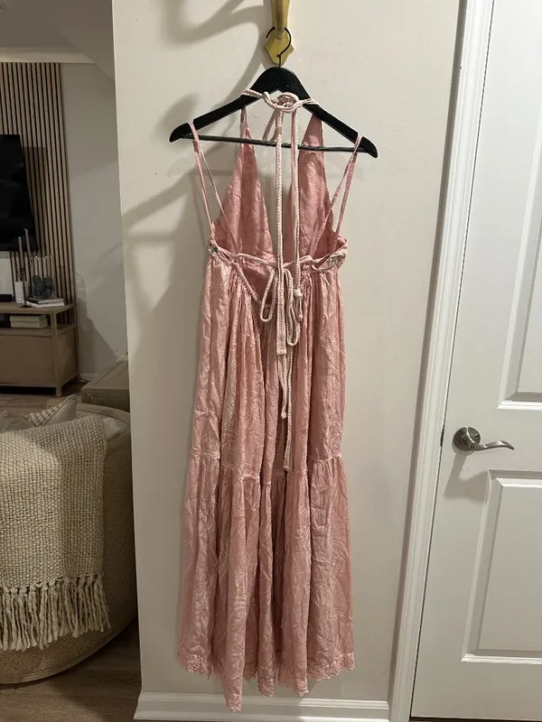 ANTHROPOLOGIE Pinnacle By Shruti Sancheti Paisley Tiered Maxi Dress Pink Large - Image 8