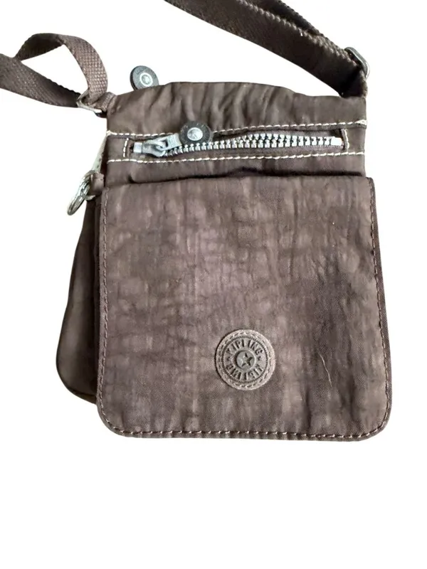 KIPLING Brown Crossbody Nylon Bag Womens Purse - Image 6