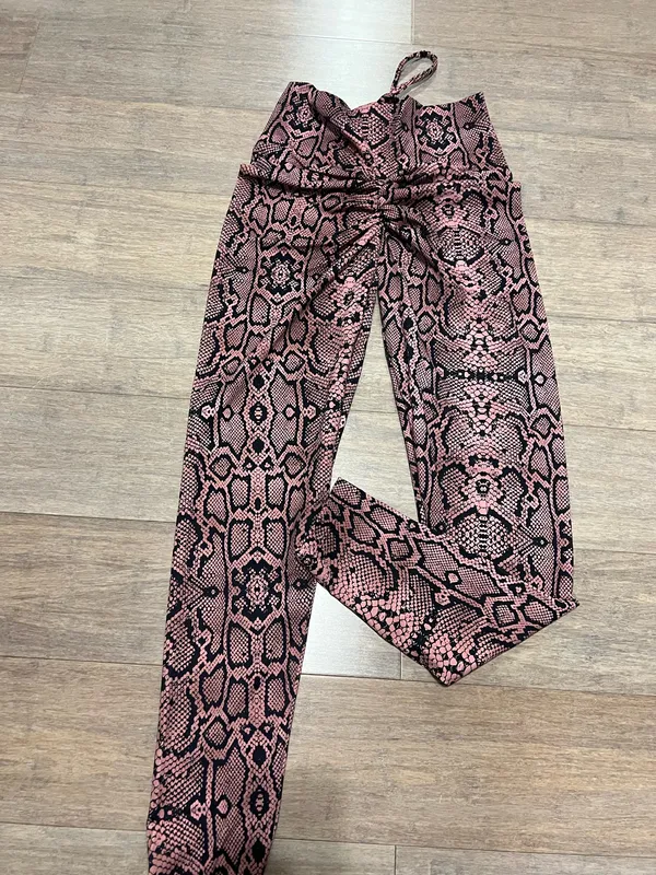 snakeskin print leggings Pink Size one size - Image 7