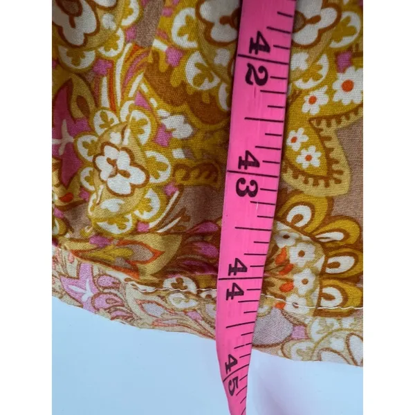 O.P.T‎ Daphne Square Neck Smocked Maxi Dress M Mustard Paisley Sz XS - Image 4