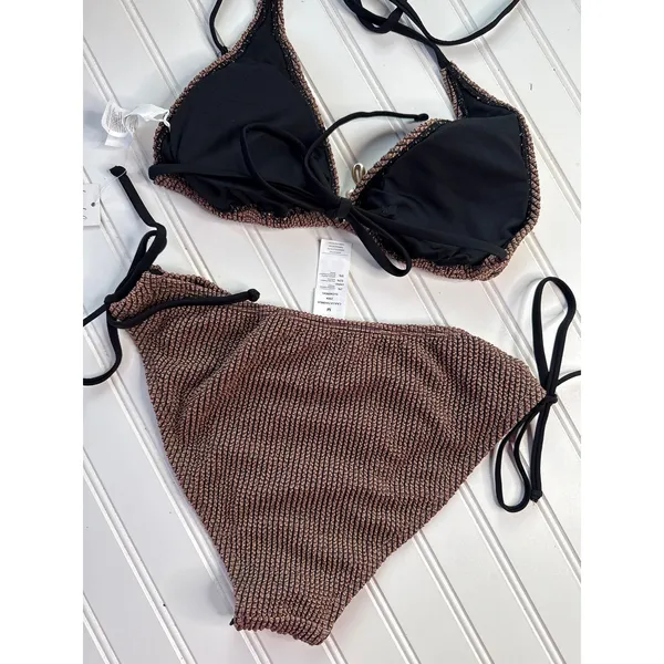 NWT Cupshe Lot of 4 Bikinis Oceanside Charm & Pink Textured Halter Swimsuit Sz M - Image 7
