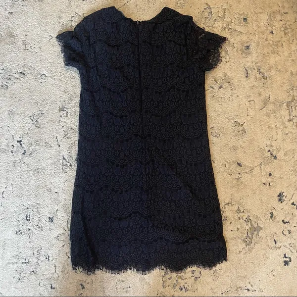 Lulu's Take Me to Brunch Navy Blue Lace Shift Dress Size Extra Small - Image 4
