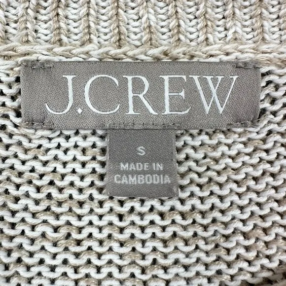 J. Crew‎ Size Small Marled Knit Crewneck Sweater Tan Cream Long Sleeve Coastal - Image 3