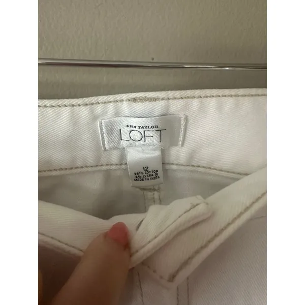 Ann Taylor Loft White Straight Leg Jeans Size 12 - Image 3