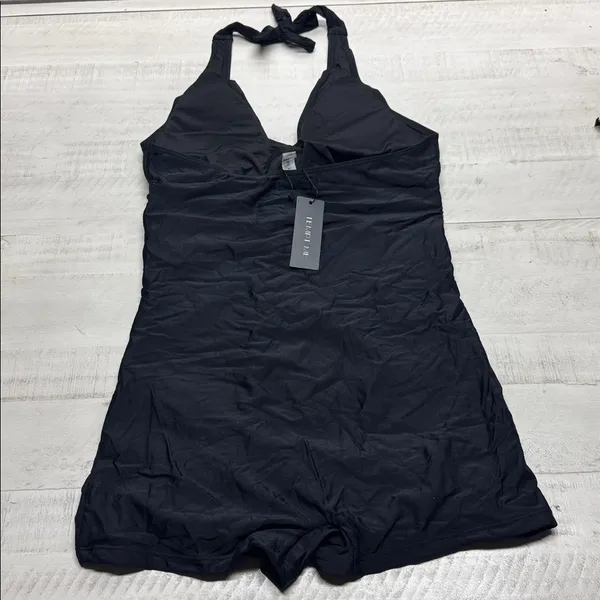 Tempt me One Piece with Shorts - Tummy Control Retro Bathing Suit Halter Boyleg - Image 8
