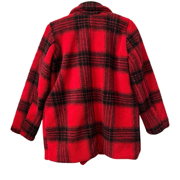 Stoosh Peacoat Jacket Double Breasted in Red and Black Plaid Size L - Image 2