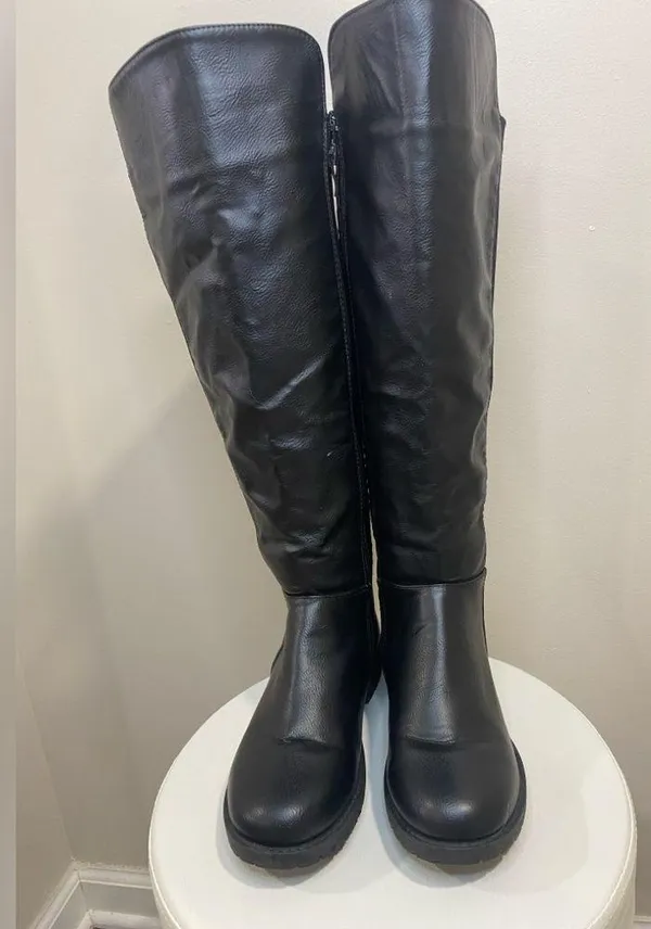 Wanted womens Black faux Leather Knee-High Boots - Image 2
