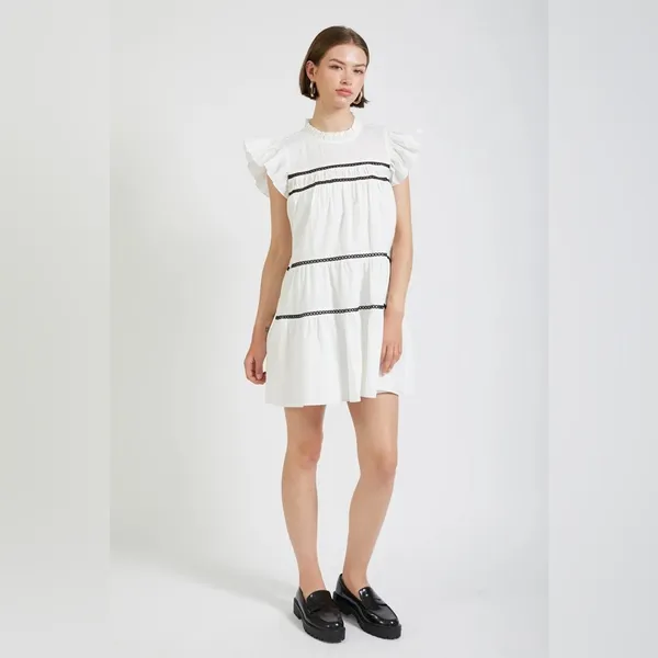 En Saison Aliza Tiered Babydoll Mini Dress in White Size Small NWT - Image 8