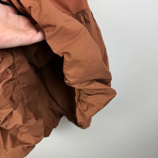 J Crew Bubble Hem Mixy Mini‎ Dress Large Terracotta Brown Old Money Mixed Media - Image 4
