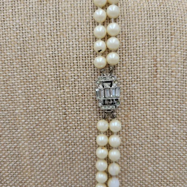 Vintage Womens Double Strand Faux Pearl Necklace 28" Cream Fashion Accessories - Image 10
