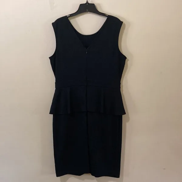 The Limited Solid black fit and flare ruffled Sleeveless dress. Size Large - Image 2